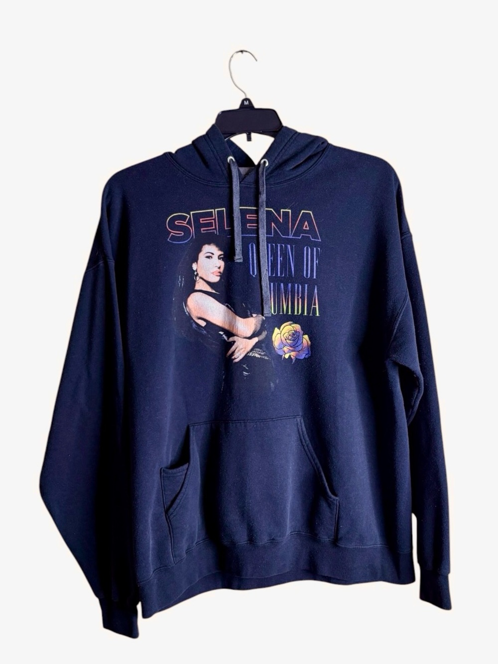 Selena Queen of Cumbia Graphic Hoodie Sweatshirt Black Size 1X